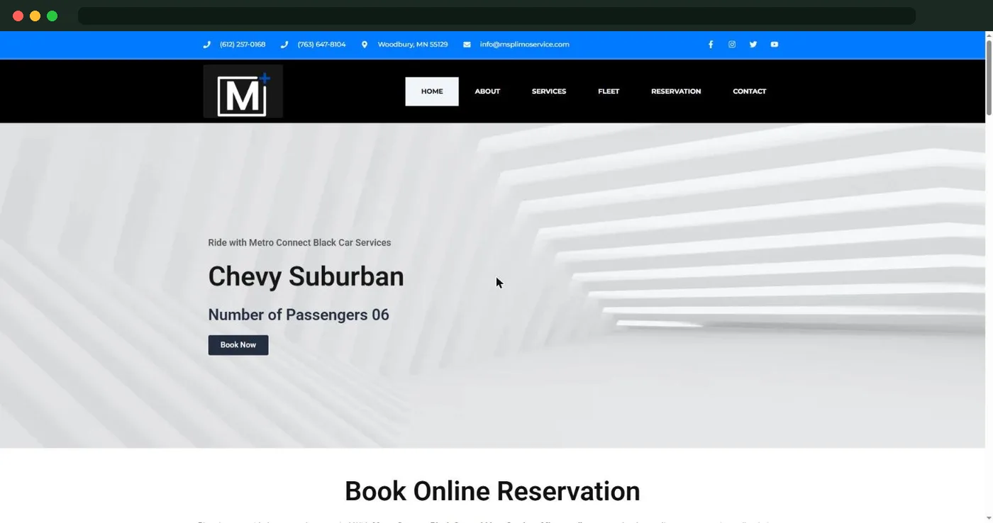 Website design for MSP Limo Service, a Minneapolis black car company